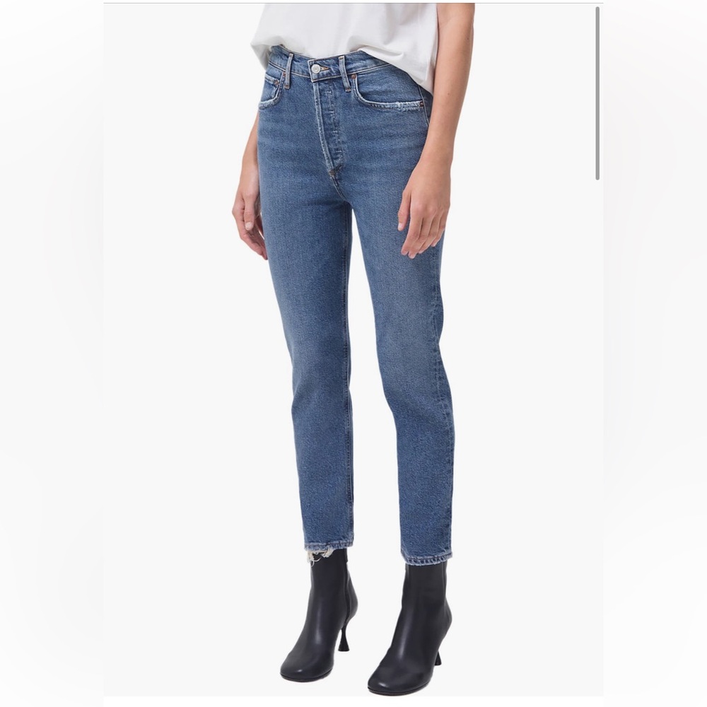 AGOLDE Riley High Waist Crop Straight Leg Jeans (Silence)
